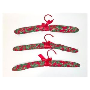 Kitschy Cottagecore Maximalist Christmas Holly, Upholstered Clothes Hangers Set